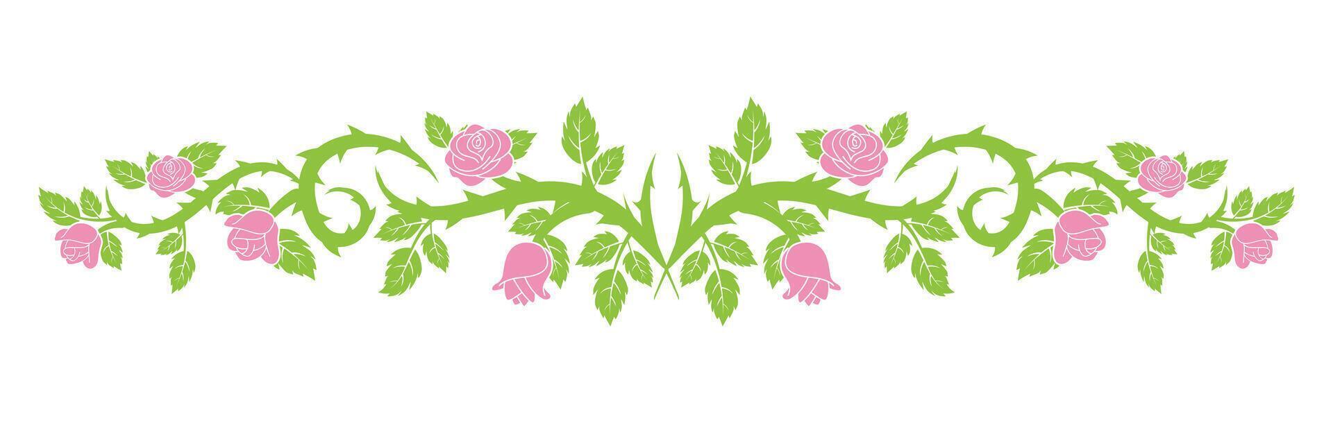floral rose border vector