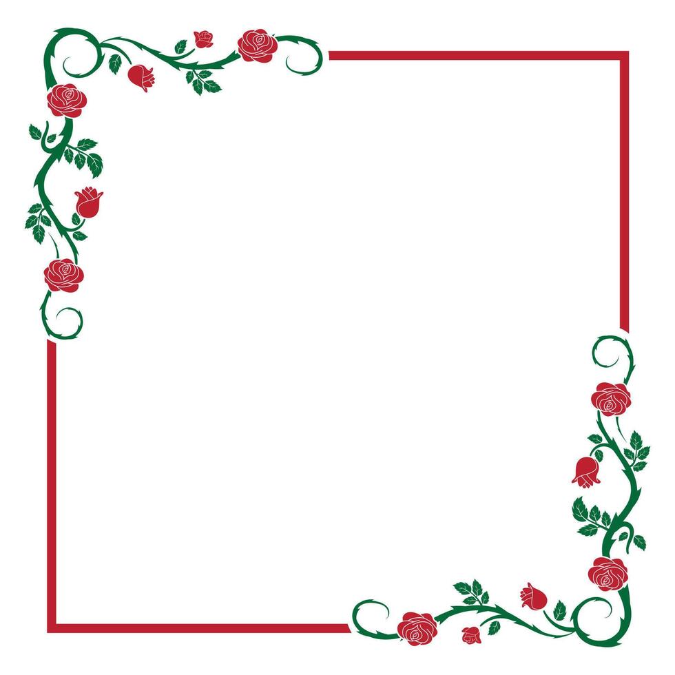 simple frame with corner rose ornate vector