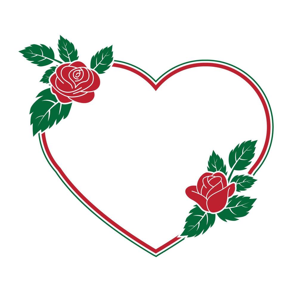 simple heart frame with 2 rose ornate vector