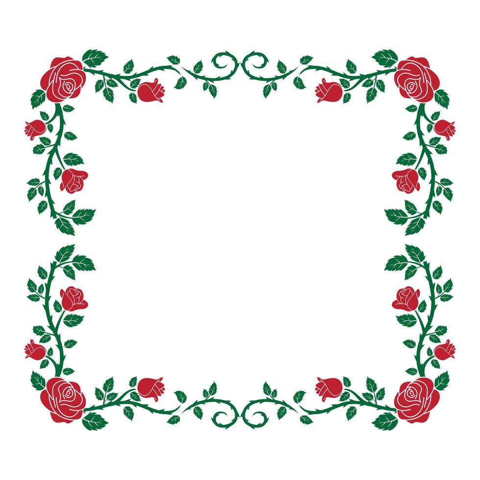 full ornate rectangle rose frame vector