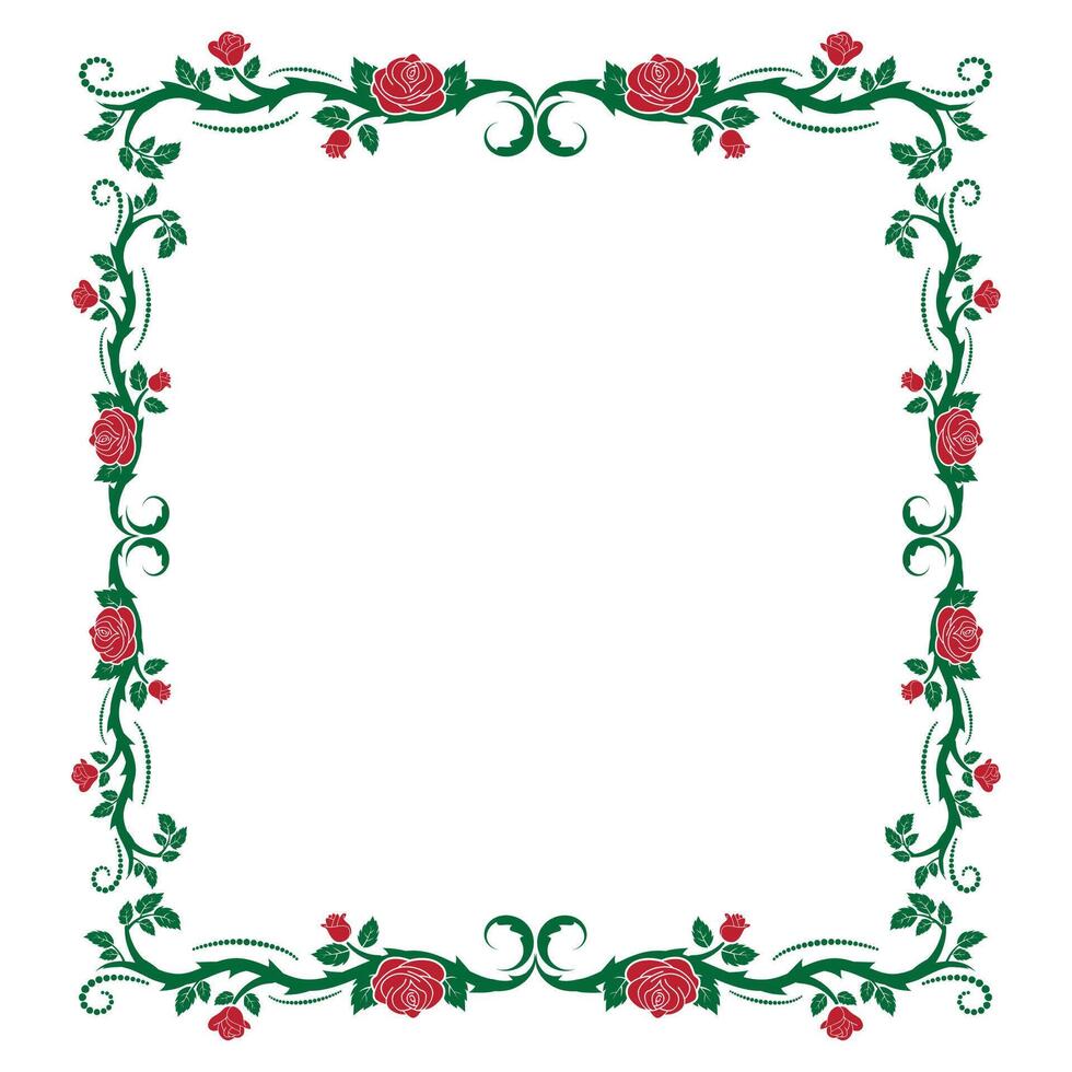 green and red decorative rose border vector