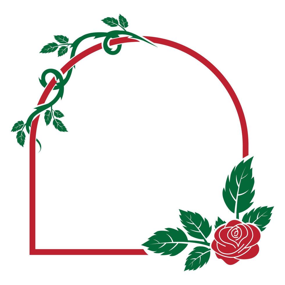 rounded frame with rose plant decoration vector