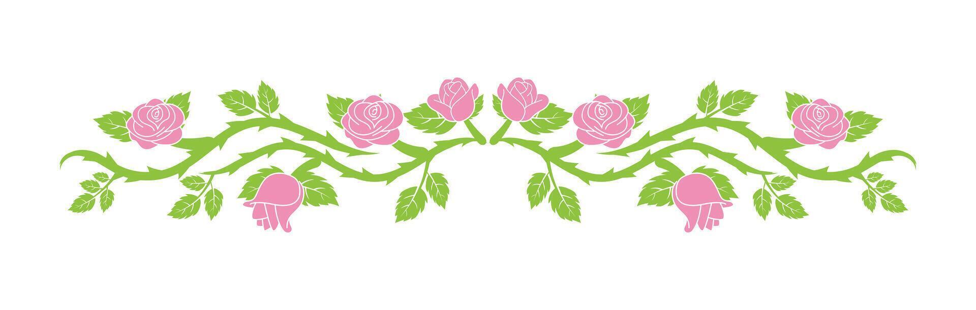 wedding roses decorative border vector