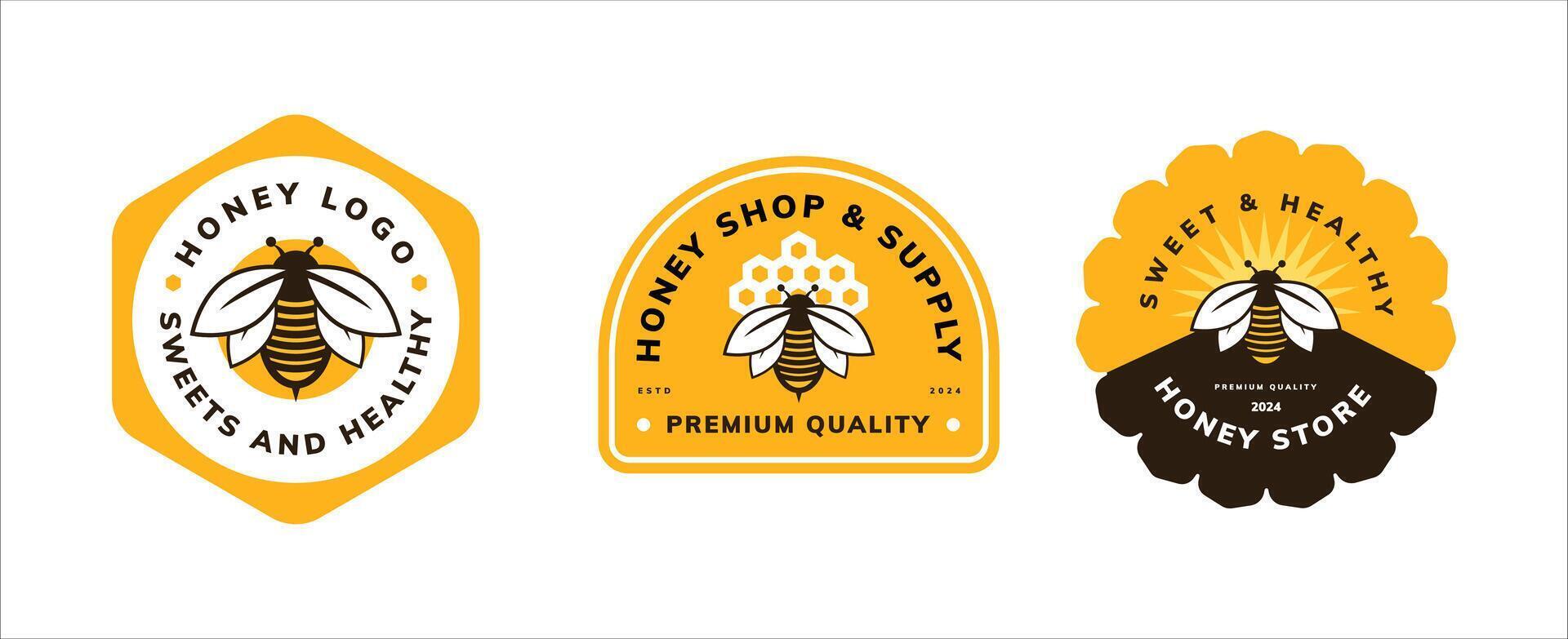 badge design of honey bee vector