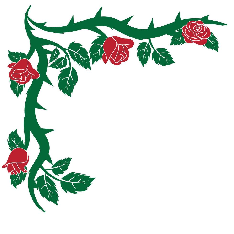 green and red roses corner border vector