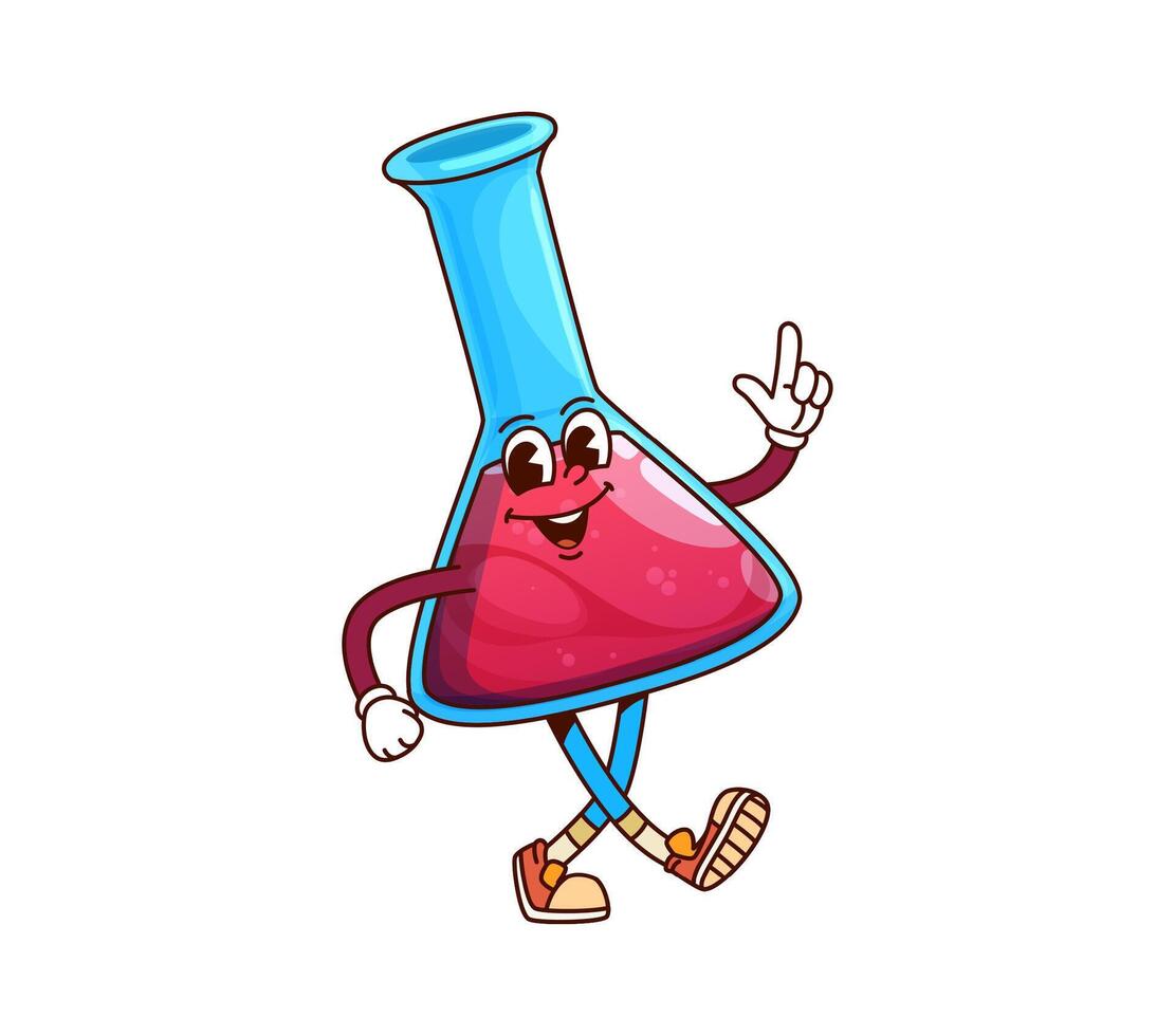 School education flask character with red liquid vector