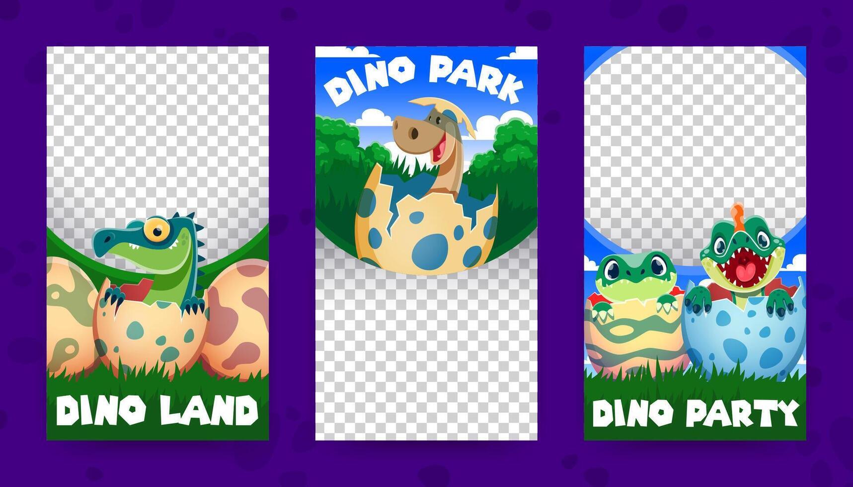 Dino kids of prehistoric dinosaurs in egg shell vector