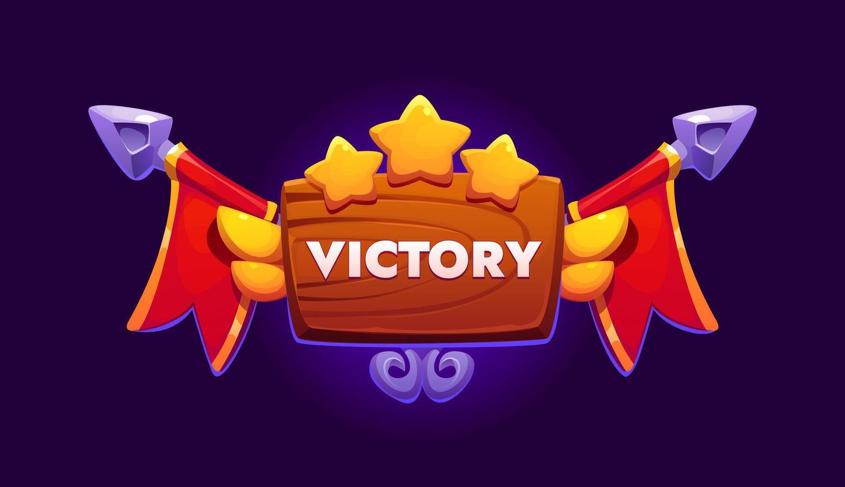 Game victory award icon or level award UI badge vector