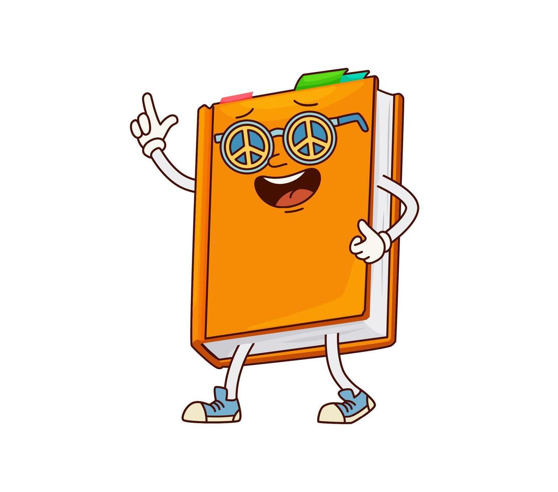 School textbook character with bright orange cover vector