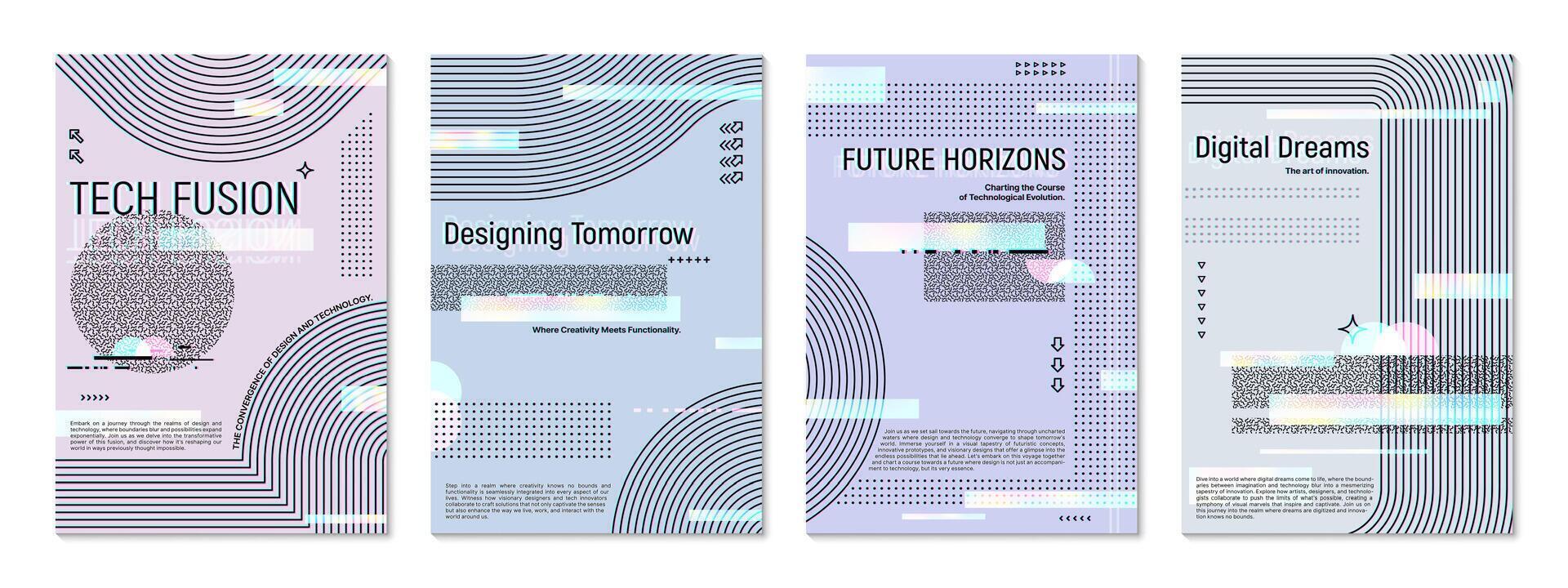 Futuristic glitch poster template cover background vector