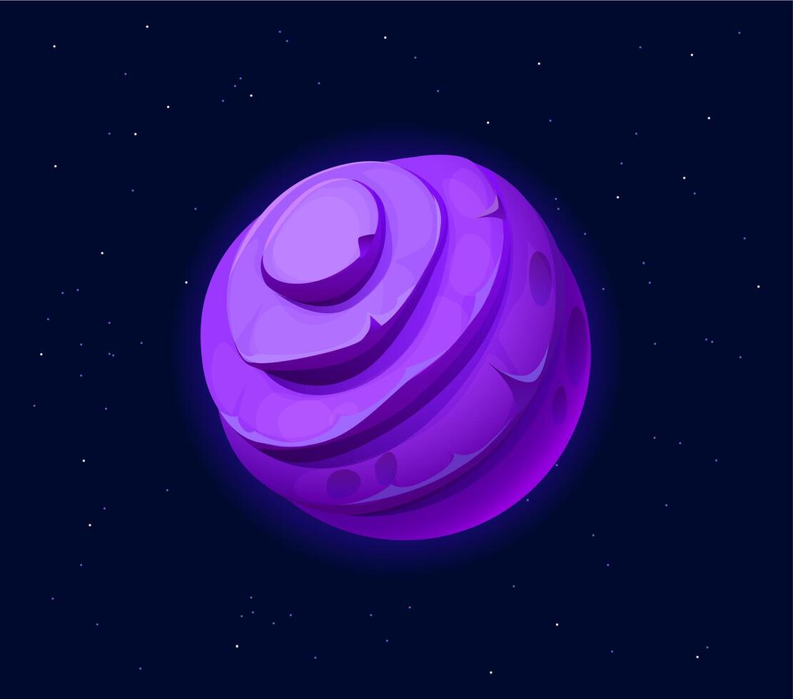 Cartoon fantasy purple galaxy alien space planet vector
