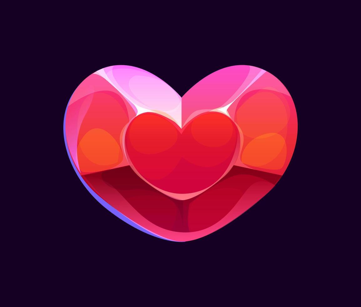 Heart jewel crystal for cartoon game asset or GUI vector