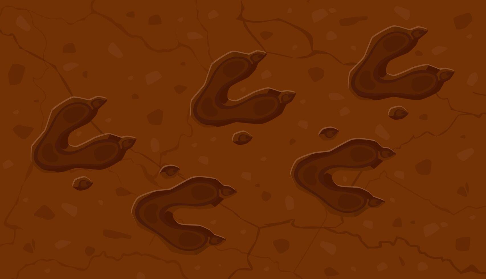 Prehistoric era dinosaur footprints on the ground vector