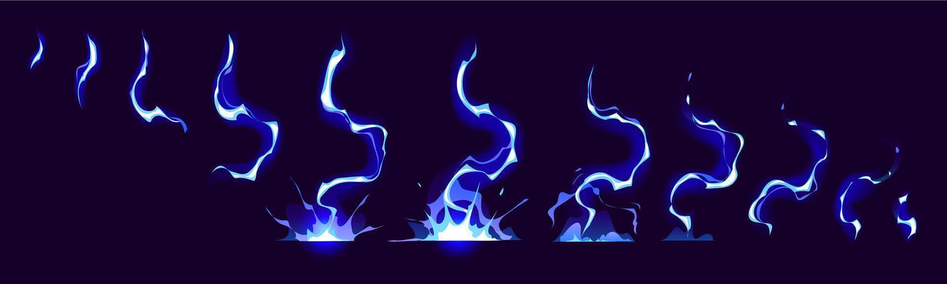 Lightning sprite animation, cartoon sprite sheet vector