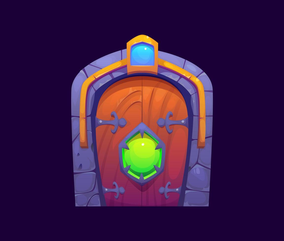 Magic door, portal gate, fantasy witchcraft game vector