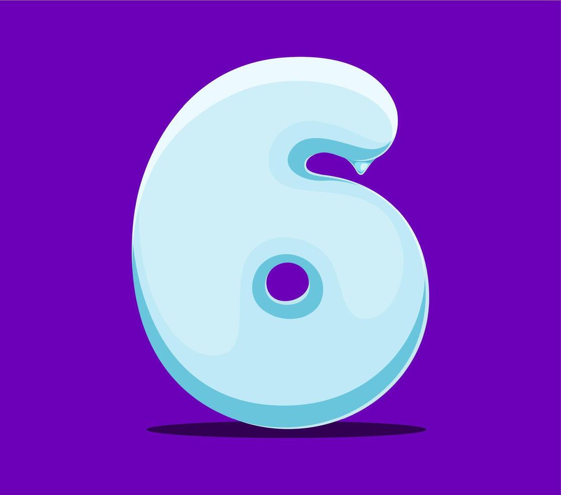 Christmas font, Xmas alphabet, number 6 snowball vector