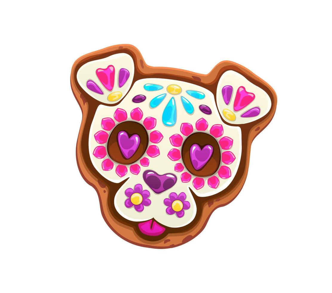 Calavera dog skull cookie for Mexican holiday vector
