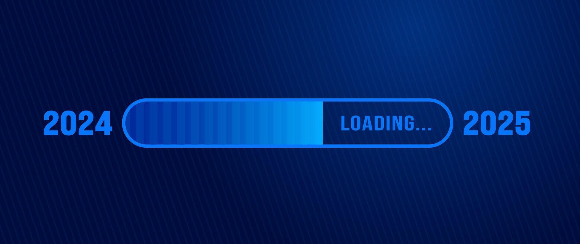 2025 progress loading bar corporate business technology blue color background or banner design template. Happy new year wish blue color loading bar banner design. vector