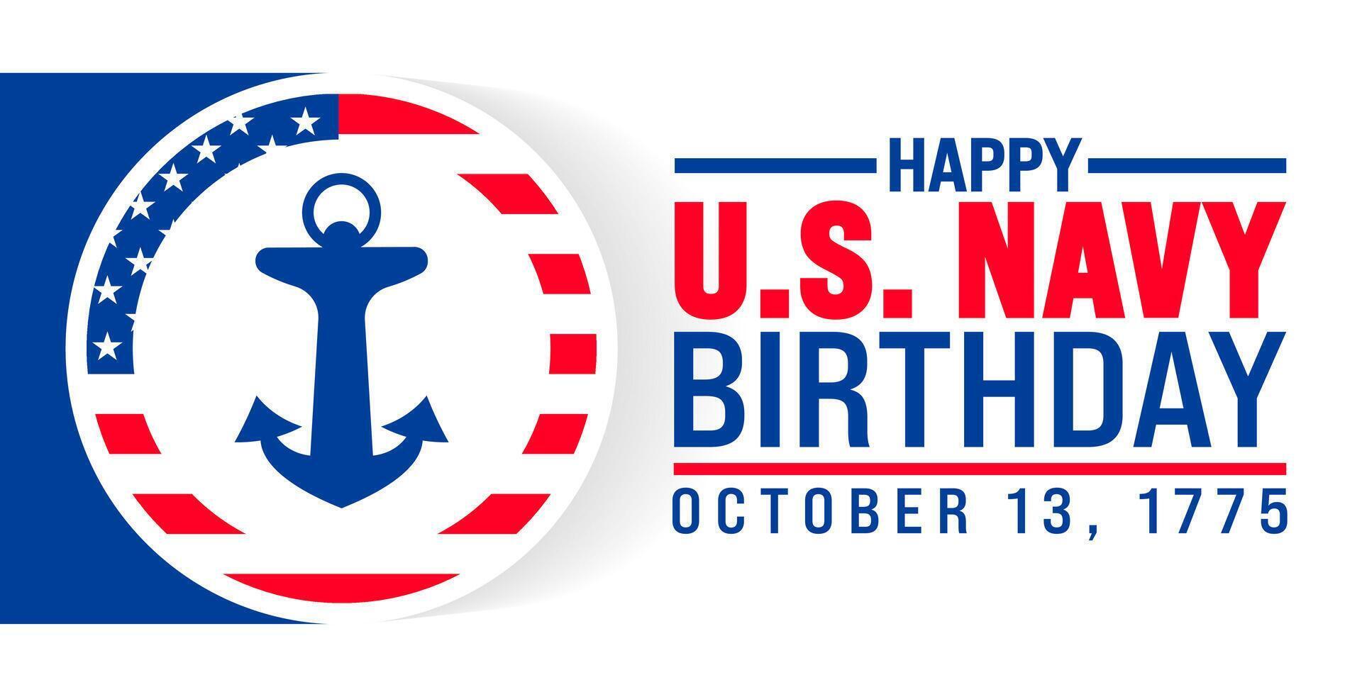 Happy U.S. Navy Birthday background or banner design template is observed every year in October. Holiday concept. Template for card, poster, placard, template. eps 10 vector