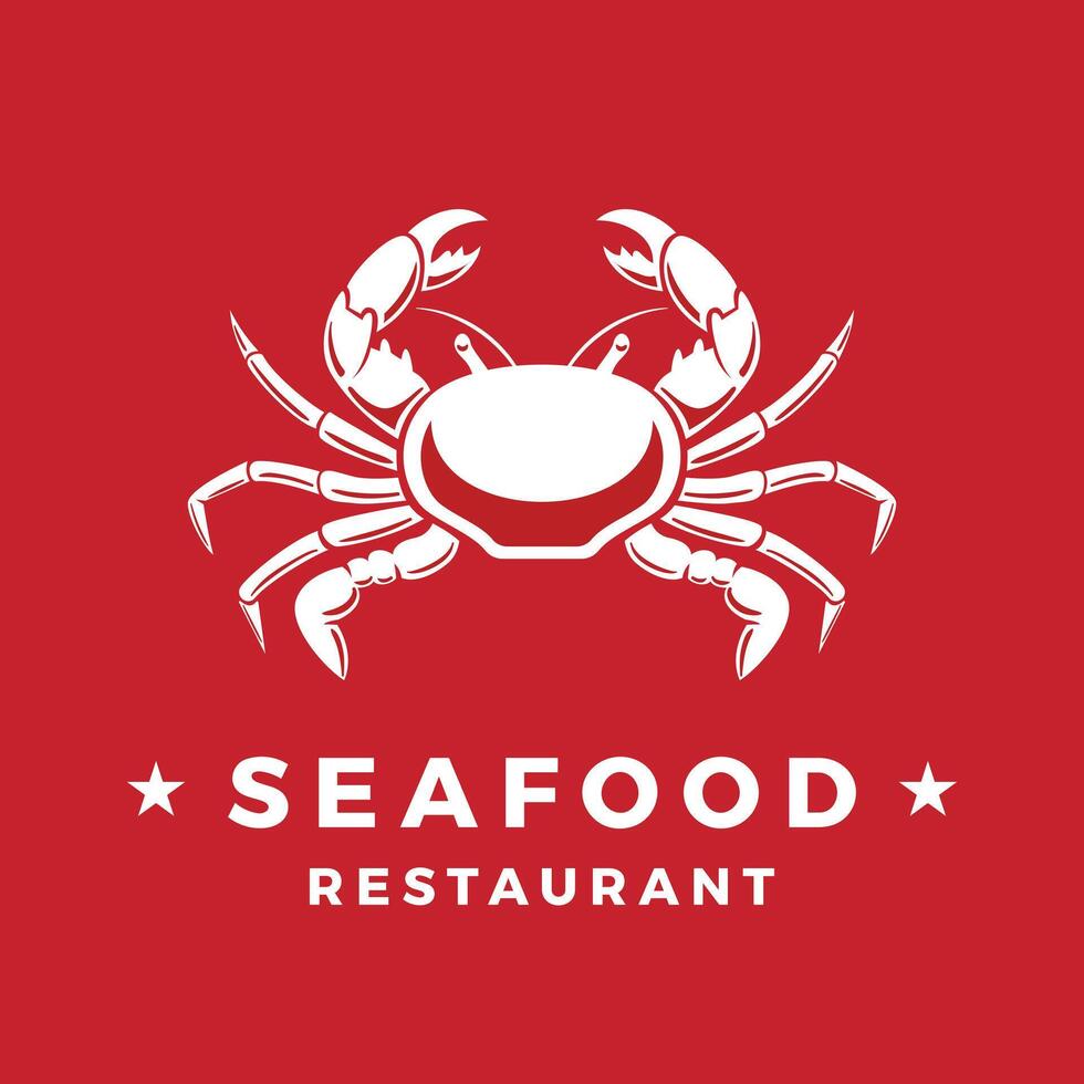 A colorful and delicious Seafood Restaurant Logo creatively featuring an enticing crab design. illustration in minimalistic style. Ideal for logos, signs, websites vector