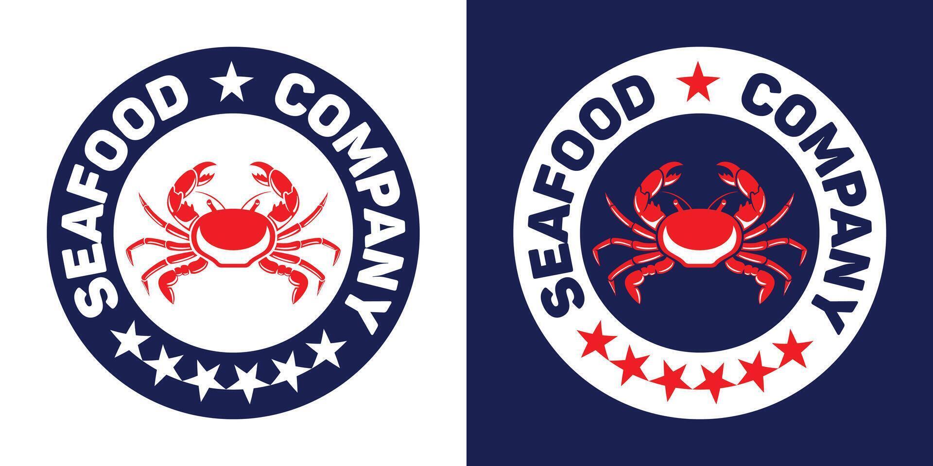 An elegant and aesthetically pleasing logo design for a seafood company featuring a crab. illustration in minimalistic style. Ideal for signs, websites, culinary branding and marketing vector