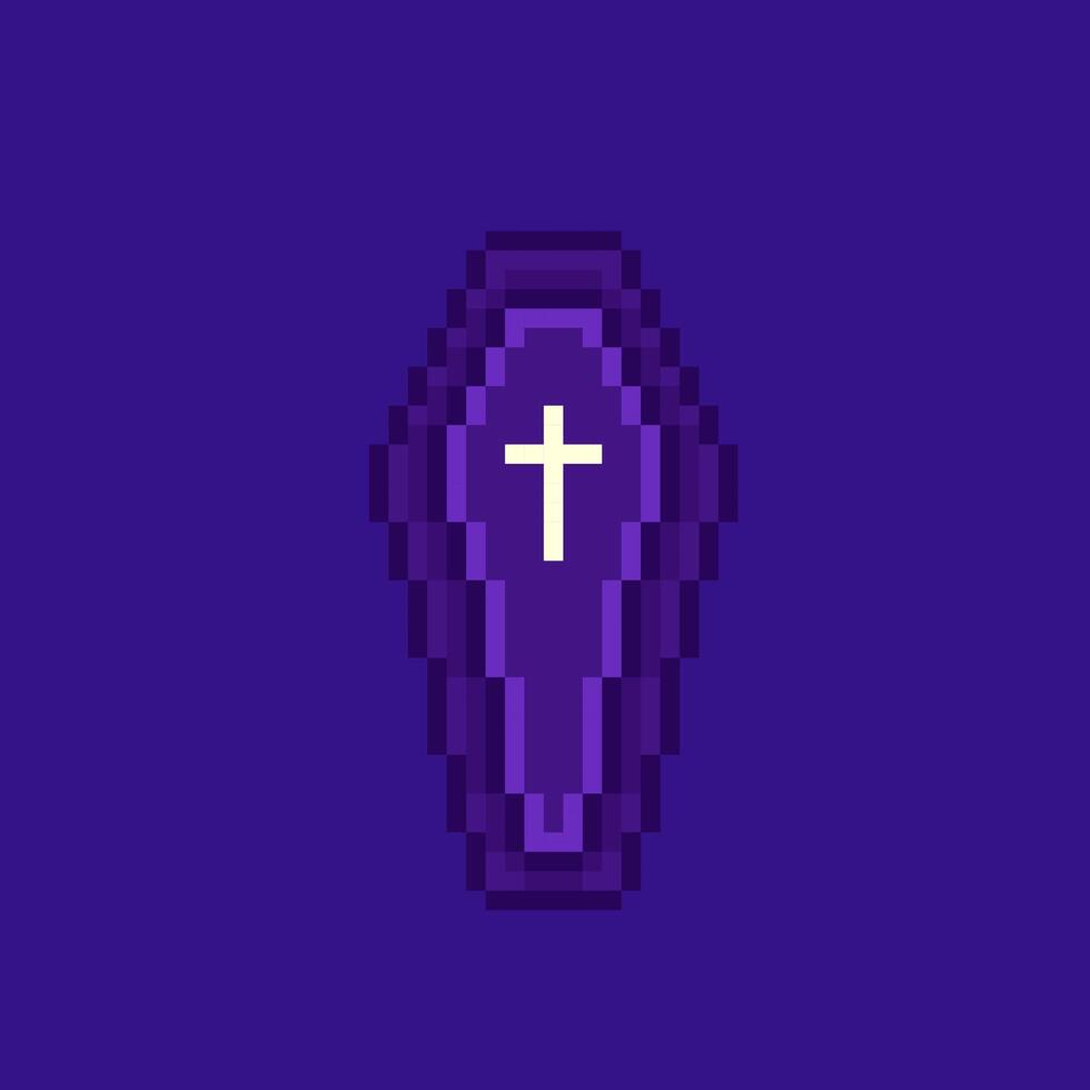 Pixel art coffin game asset design vector