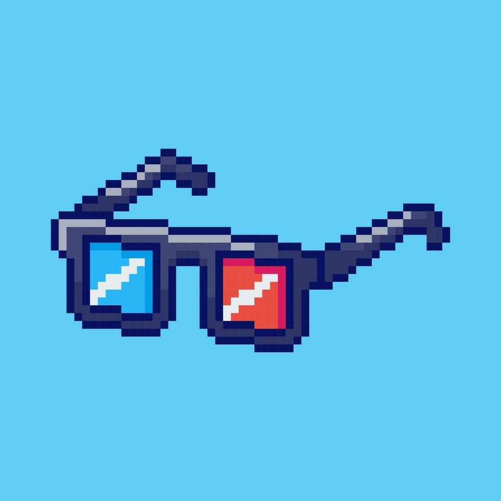 Pixel art 3d movie glasses game asset design vector