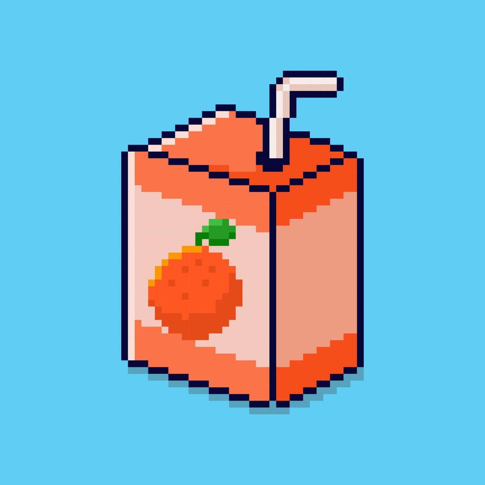 Pixel art Orange Juice Box game asset design vector