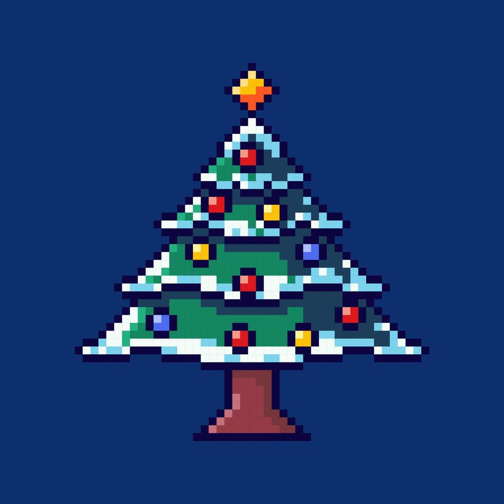 Pixel art Christmas tree game asset design vector