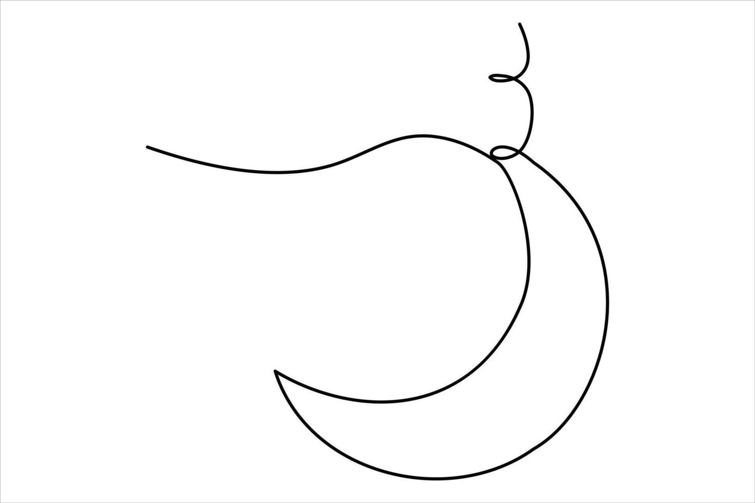 Continuous one line moon outline art illustration vector