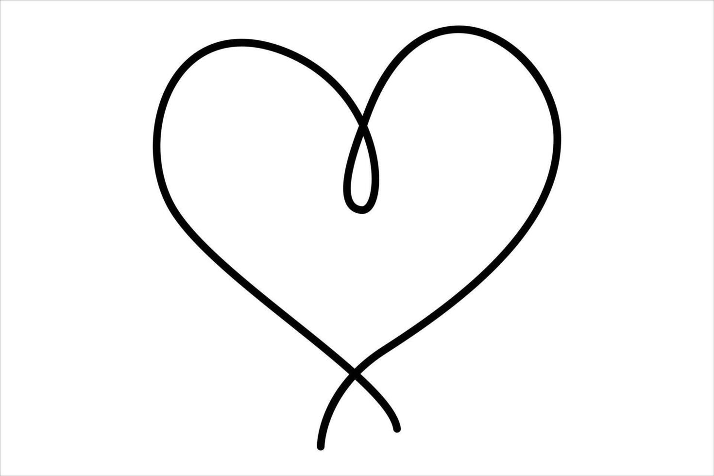 Continuous one line heart shape outline art illustration vector