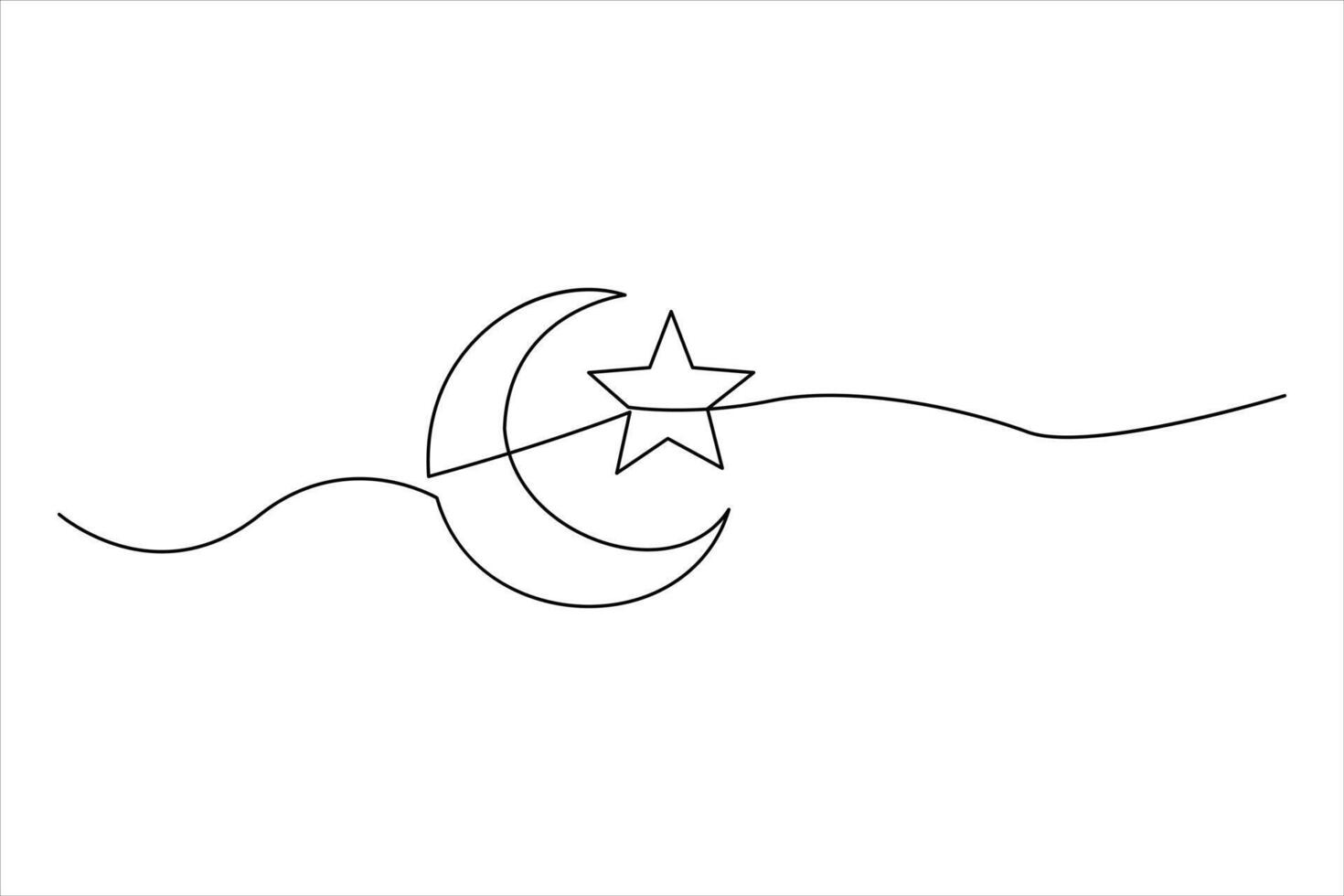 Continuous one line drawing of a moon outline illustration vector