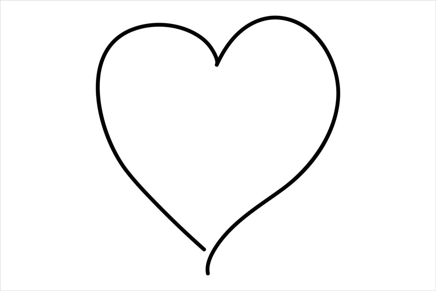 Continuous one line art drawing heart outline art illustration vector