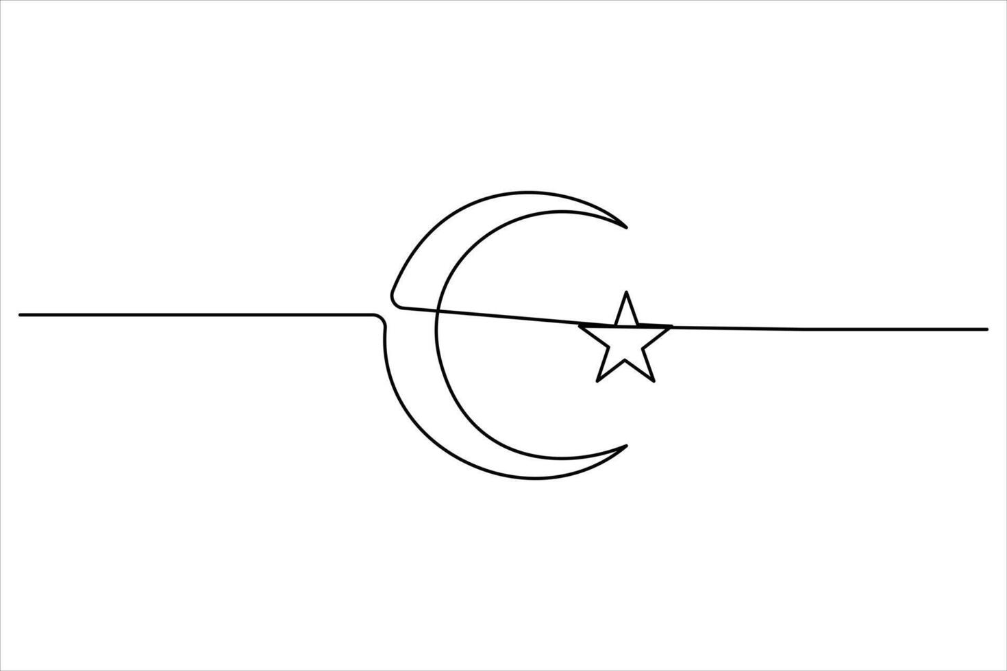 Continuous one line drawing of moon outline illustration vector