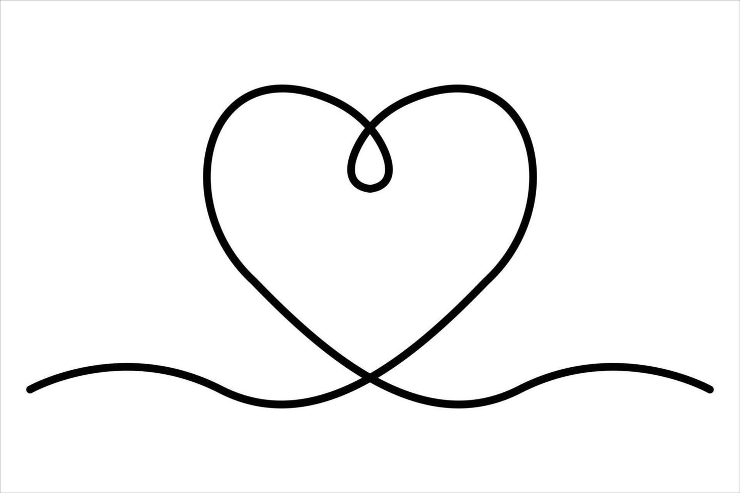 Continuous one line drawing of heart shape line art illustration vector