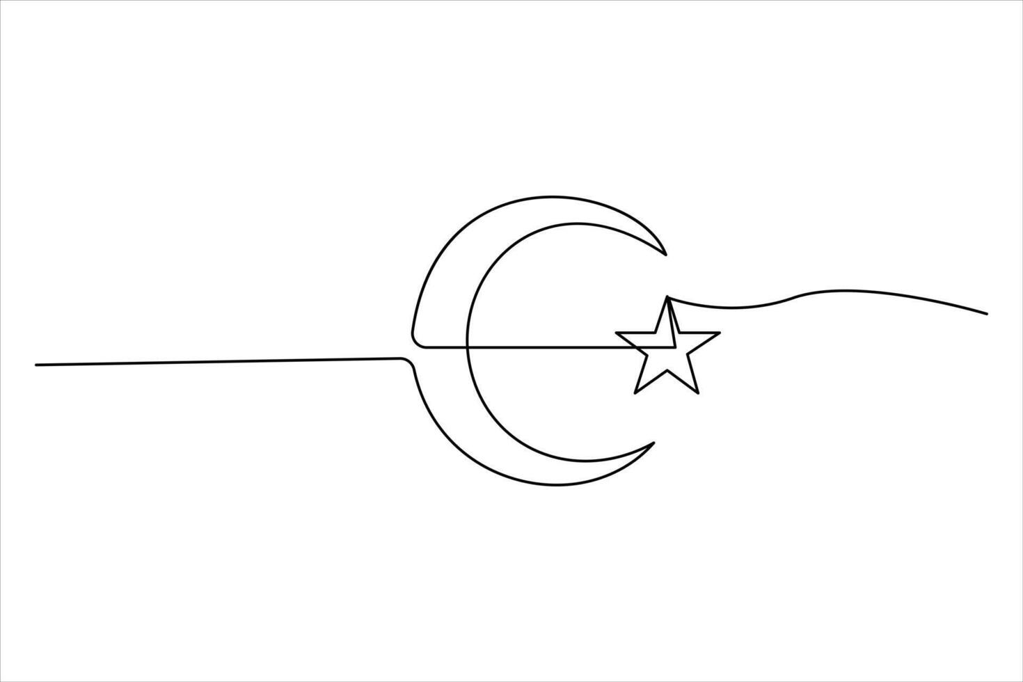 Continuous one line moon icon outline art illustration vector