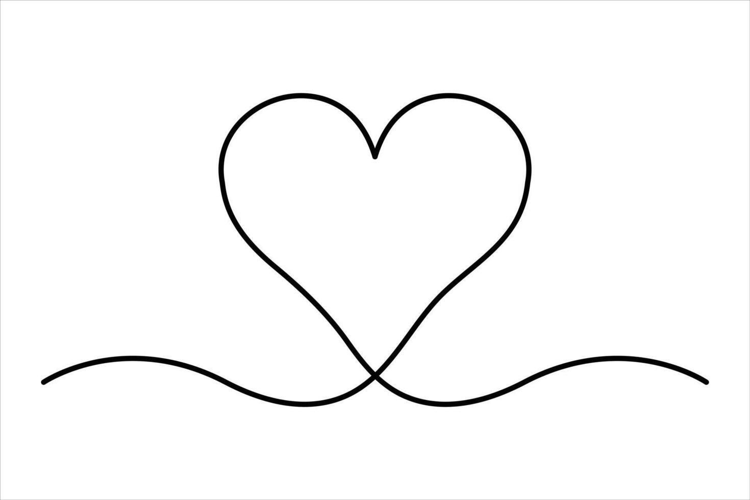 Continuous one line drawing of heart outline art illustration vector