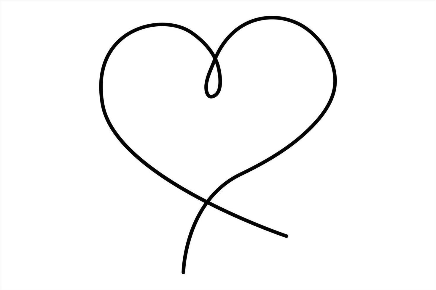Continuous one line drawing of heart outline art illustration vector