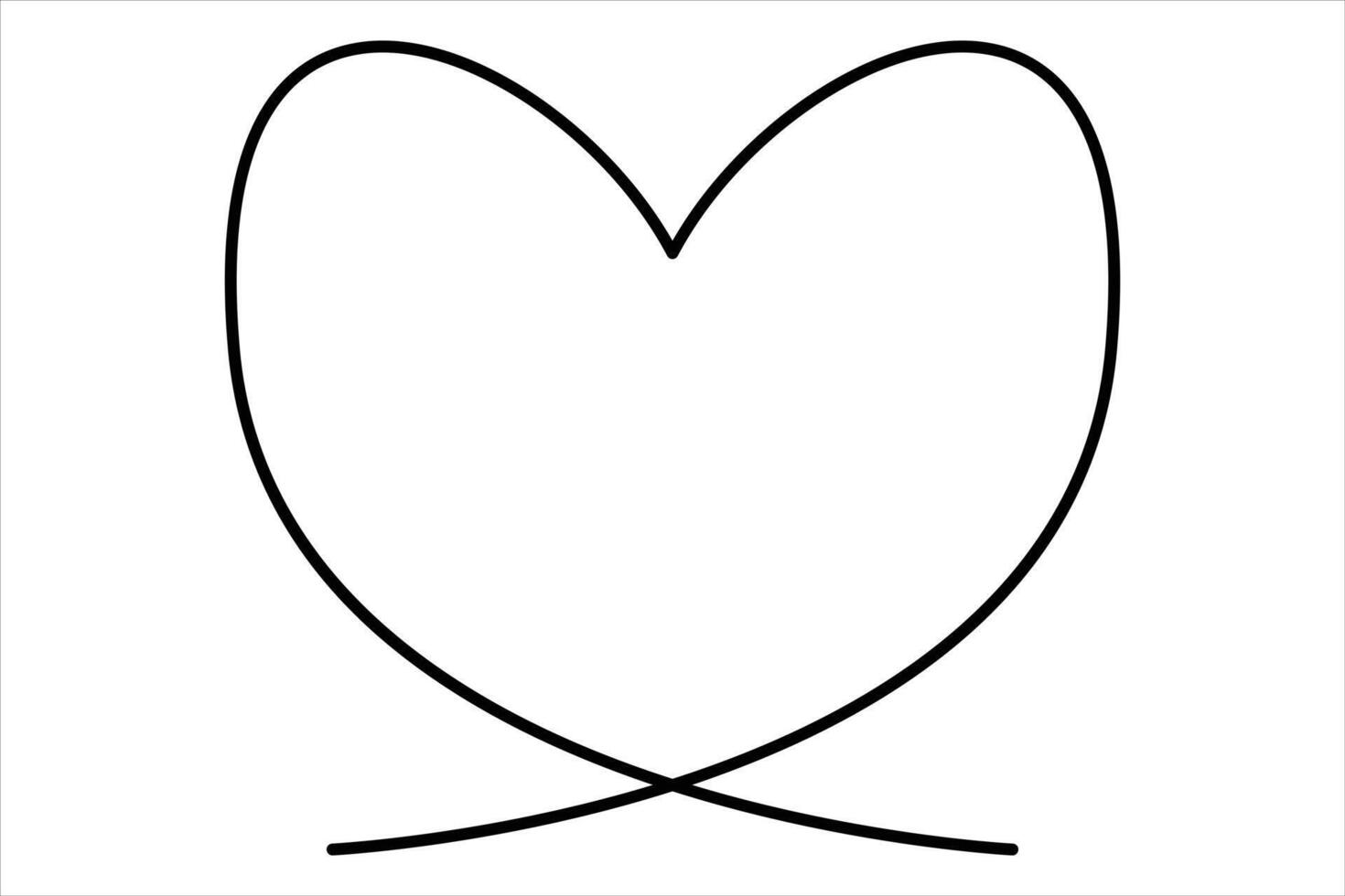 Continuous one line heart shape outline isolated on white background illustration vector