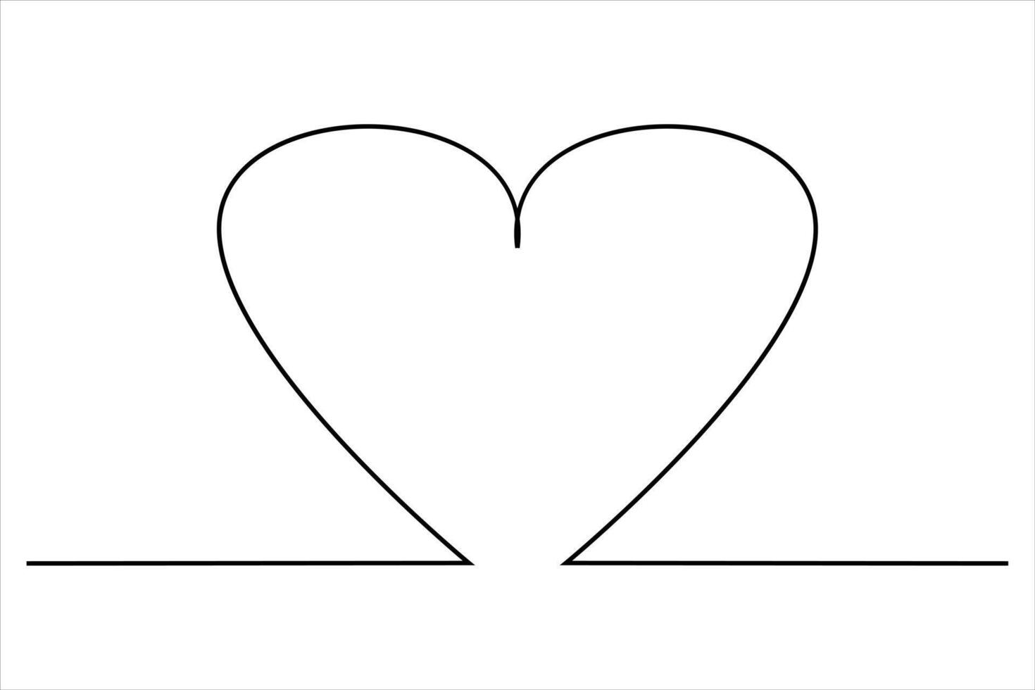 Heart single line drawing minimalism design outline art illustration vector