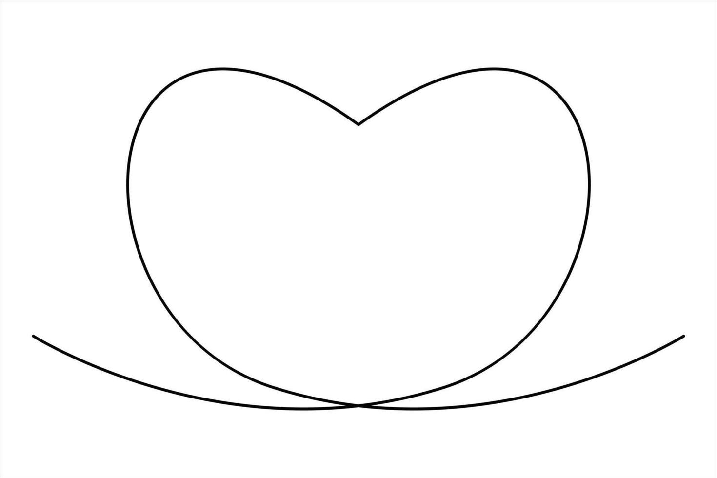 Heart shape isolated on white heart one line outline art illustration vector