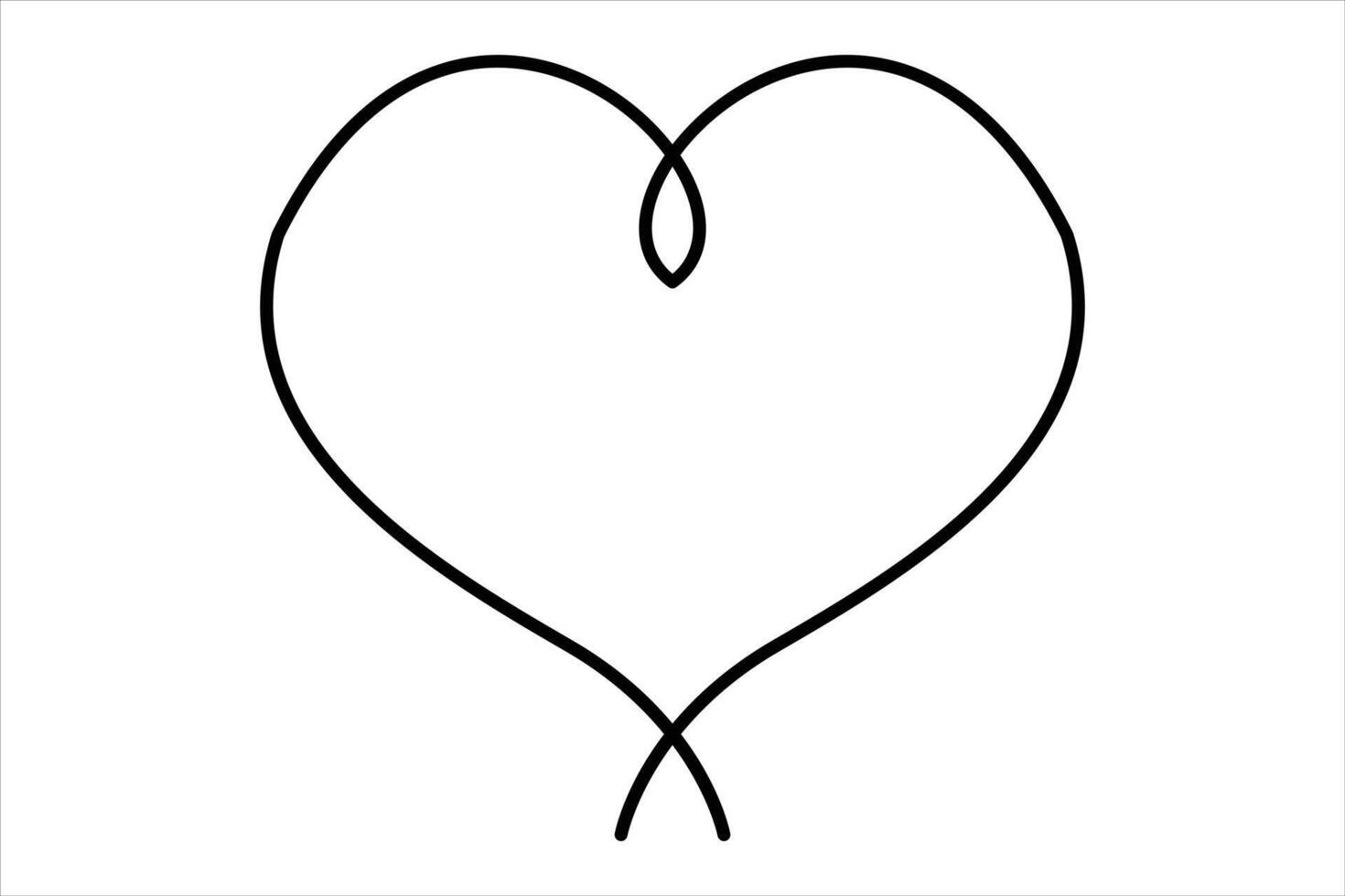 Continuous one line heart shape outline hand drawn symbol art illustration vector