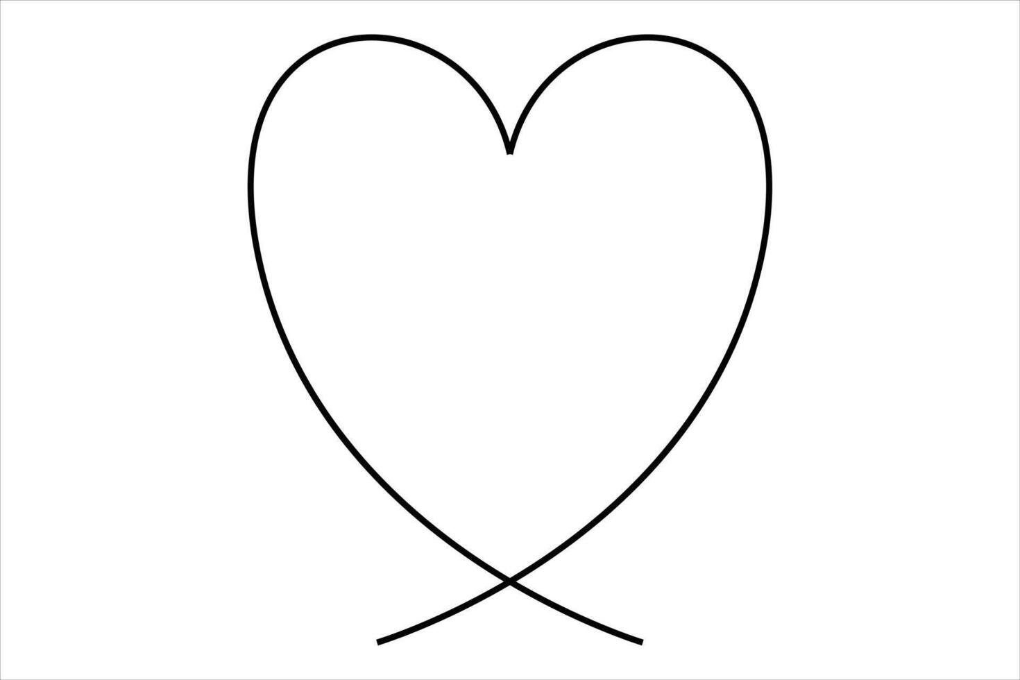 Continuous one line drawing heart outline art illustration vector