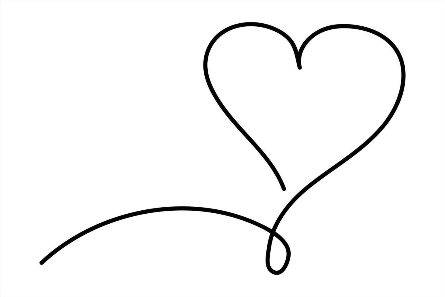 Continuous one line drawing heart shape art illustration of white background vector