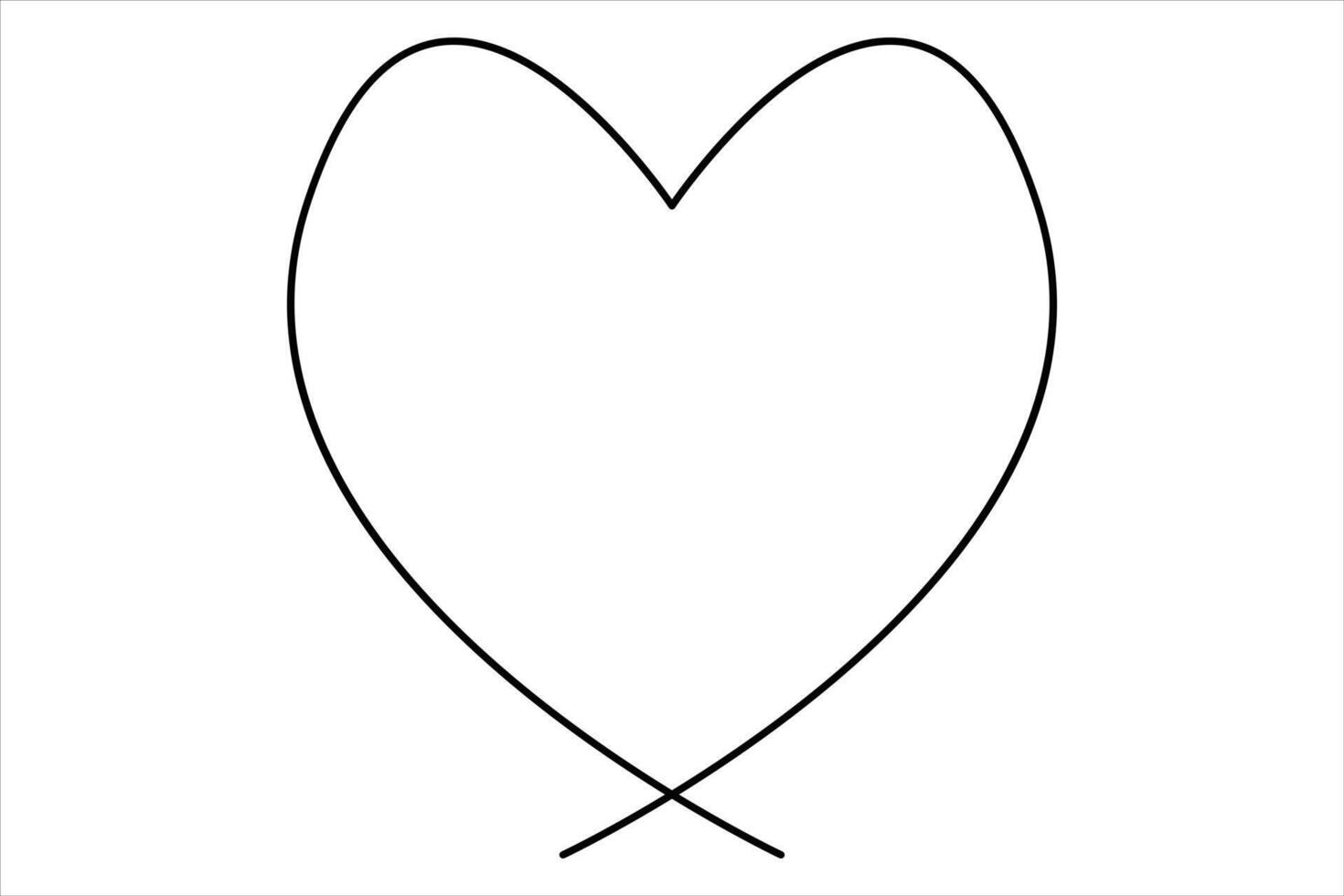 Continuous one line drawing of heart outline art illustration isolated on white background vector