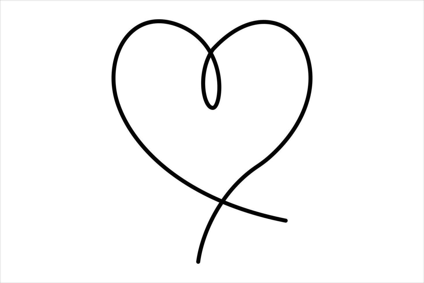 Heart single line drawing outline illustration vector