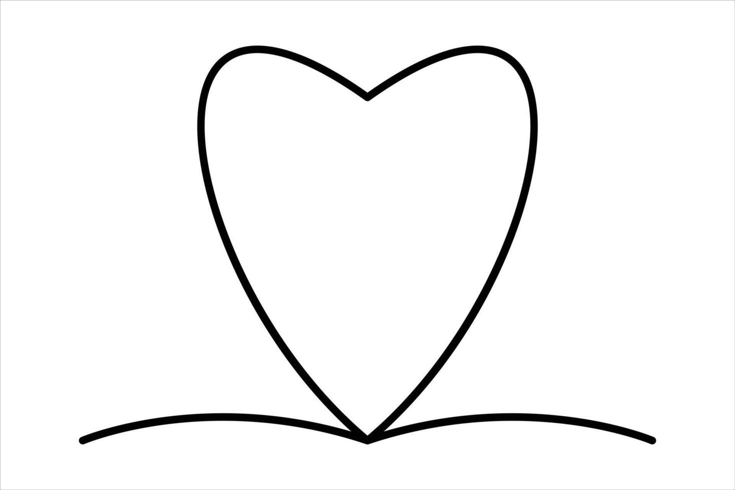 Heart single line drawing outline illustration vector