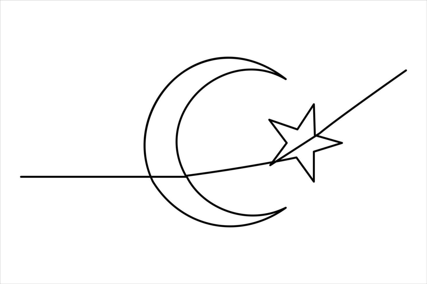 Continuous one line drawing of moon outline art illustration vector