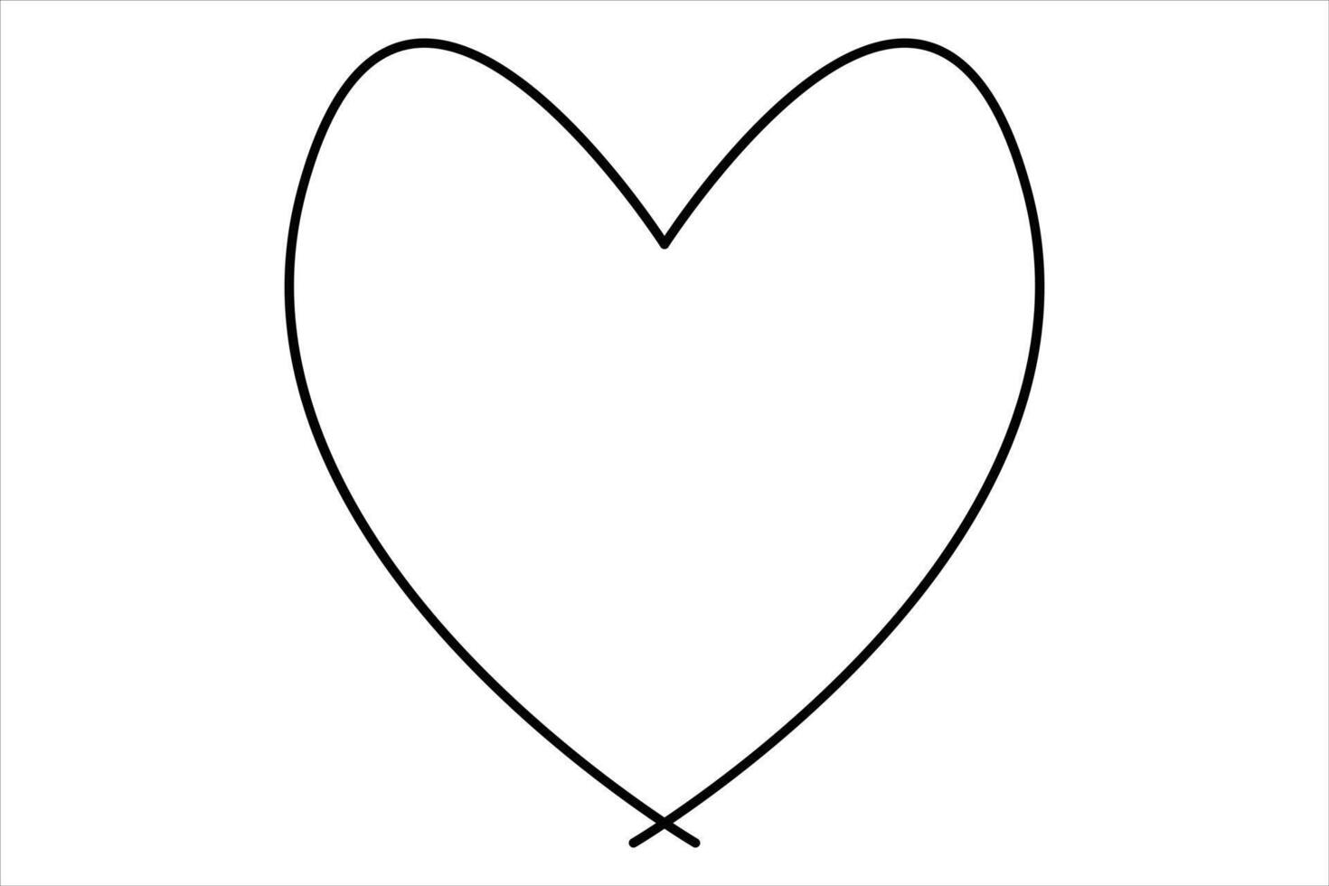 Heart continuous one line drawing isolated on white art illustration vector