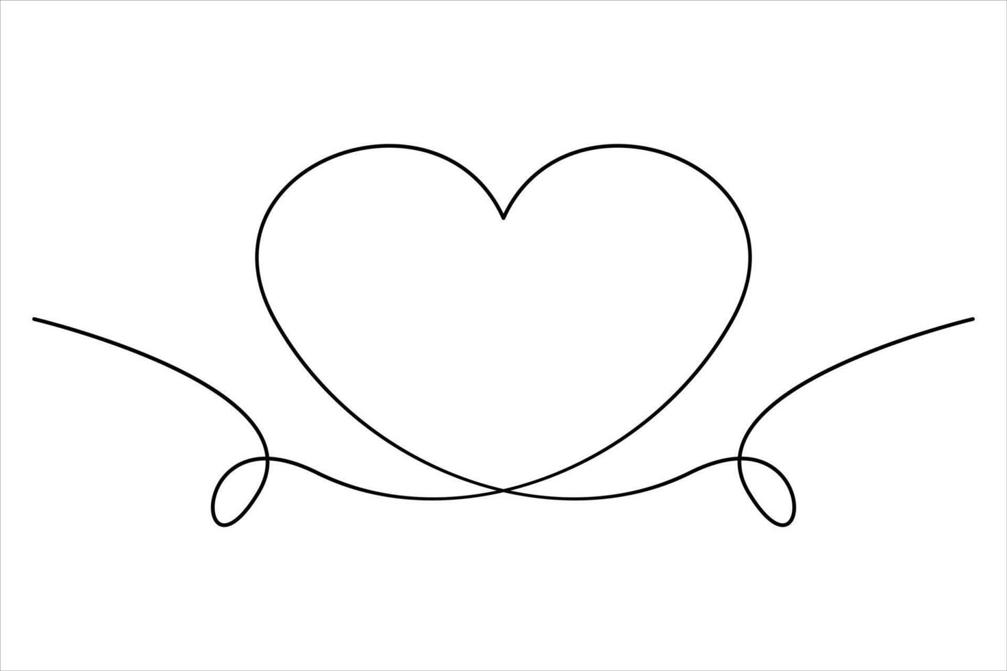 Continuous one line drawing of heart outline art illustration vector